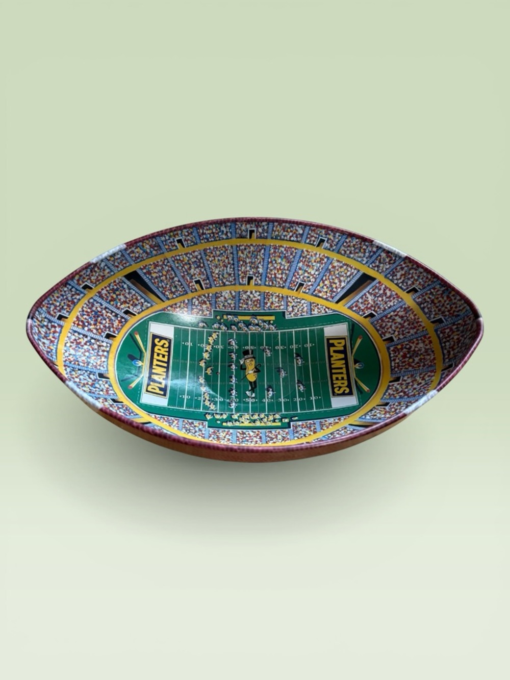 Vintage Planters Mr. Peanut Tin Football Party Snack Bowl - 90’s